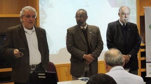 O vice-presidente da ABC, João Fernando Gomes de Oliveira; o vice-presidente da Regional São Paulo da ABC, Oswaldo Luis Alves; e o diretor-presidente da Embrapii, Jorge Guimarães