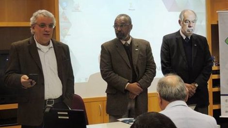 O vice-presidente da ABC, João Fernando Gomes de Oliveira; o vice-presidente da Regional São Paulo da ABC, Oswaldo Luis Alves; e o diretor-presidente da Embrapii, Jorge Guimarães